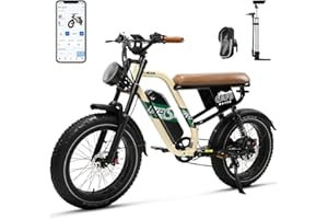 Onesport W66/W77 E Bike Elettrica, 20 X 4 Pollici Fat Tire Ebike con Batteria 48V 18AH/13.5AH Autonomia 30-100KM, Sospensione Integrale & Freni Idraulici, Bici Elettrica Uomo e Donna con Bluetooth APP
