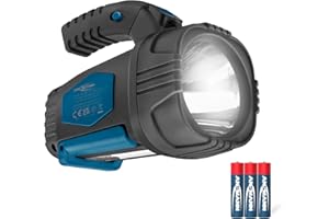 ‎ANSMANN ANSMANN LED Handscheinwerfer superhell & große Leuchtweite 200m, lange Leuchtdauer 8h, Standfuß, Pistolengriff, Handleuchte ideal für Camping, Arbeit, Werkstatt, KFZ, Jagd, Angeln, Wandern