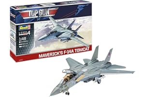Revell Maverick's F-14A Tomcat Top Gun | Autentico modello di aviatore | Con ali girevoli mobili e personaggio pilota | Impressionante pezzo da collezione in scala 1:48 | 97 pezzi