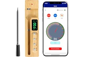 TANGZHE Fleischthermometer Kabellos 150 Meter Wireless Meat Grill Thermometer Bluetooth Digital Grillhermometer mit LCD-Enhanced Intelligent Bratenthermometer für Grill,Backofen und Grill.Weihnachtsgeschenke