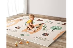 Baby Play Mat,UANLAUO Foldable Foam Playmat for Baby, 180x150x1cm Reversible XPE Toddlers Kids Crawling Mat for Floor, Playpen Mat Non-Slip, Waterproof, Double-Sided Playmat for Indoor & Outdoor
