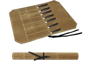 jinminamz Torba na noże, torba zwijana, 7 przegródek, na noże i łyżki, do przechowywania noży, walizka na noże kuchenne, na wędrówki i kemping, prezent dla profesjonalnego kucharza lub entuzjastów