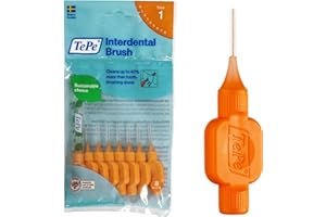 TEPE Cepillos interdentales originales para limpieza de espacios interdentales, 1 x 8 cepillos, diámetro 0,45 mm, color naranja, 132220