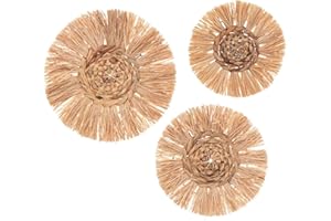 ATMOSPHERA CREATEUR D'INTERIEUR - Set di 3 Decorazioni murali in Rafia d25 30 36cm