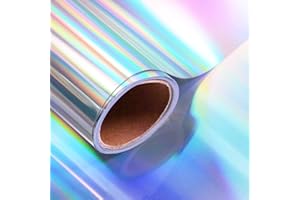 ZJTAPE Holograficzna folia winylowa do plotera, samoprzylepna – opalizująca biel, trwała folia winylowa – 30,5 x 153 cm, spektrum holograficzne, błyszczące, srebrne, do kamei i wycinania do dekoracji