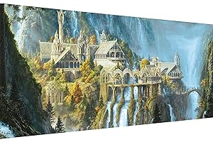 YALKIN Large Landscape Castle Diamond Art (35.5 x 15.7inch) DIY 5D Diamond Painting Kits for Adults Kids, Full Round Drill Embroidery Pictures for Wall Decor,Home Decoration, Christmas Day