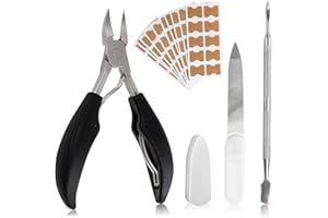 ‎SEISSO Fußnagel Nagelknipser, Nagelfeile und Weicher Griff Nagelschere Set, SEISSO Eingewachsener Zehennagelknipser mit 100PCS Zehennagelkorrekturpflaster für dicke Zehennägel/Podologen/Eingewachsenen