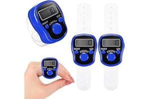 Fiada 2 Compteurs de Doigts Électroniques Compteurs Numériques LED à 5 Chiffres Compteurs de Tours Compteurs Manuels Réinitialisables Compteurs de Comptage avec Anneau