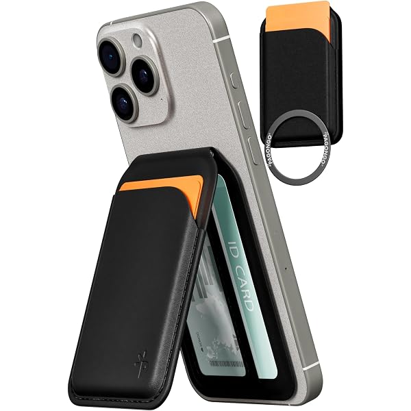 thumbnail: JEYORZY Magnetische Telefoonkaarthouder - Vegan Leer Met RFID-Bescherming & Verstelbare Standaard - Zwart
