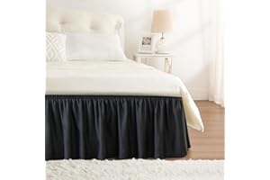 RIMELA Bettrock für Queen-Size-Betten, 30,5 cm lang, elastisch, verstellbar, Staub-Rüschen, für Bettrahmen und Boxspringbett, weicher, strapazierfähiger Stoff, maschinenwaschbar, einfach zu