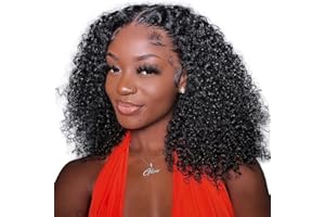 13x4 Kinky Curly Lace Front Wigs Human Hair 18 pouces MSGEM Brésiliens Kinky Curly HD Lace Frontal Wigs 180% Densité Vierge Cheveux Humains Pré Pincées avec des Cheveux de Bébé Couleur Naturelle
