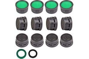 SHAP+ Faucet Aerator, M22-24, Plastic, ABS Material, 12pcs with Washers, Flow Restrictor Insert, Sink Aerator Replacement Parts, Fit for Internal and External Thread Faucets, WaterSense Certified