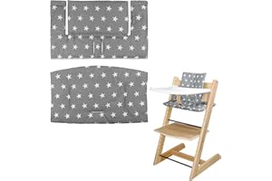 LLHQAMT Coussin de chaise haute, doux et confortable pour siège bébé avec jolis graphismes, pour le coussin de bébé pour Tripp Trapp Rend le bébé plus sûr (motif étoile grise)