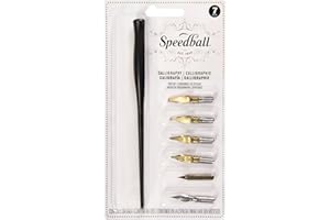 Speedball Calligraphy Pen Set - 1 Penholder w/ 4 Nibs, 2 Pen Tips