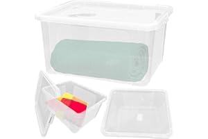 EDANTI Pojemnik Pudło Plastikowe Pojemniki Z Pokrywą MultiBox (20 L Przeźroczysty)