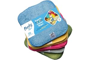 CHEEKY WIPES Baby-Tücher in Regenbogenfarben, schwere Baumwolle, 25 Stück, 15 x 15 cm