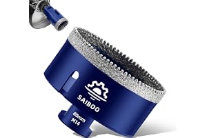 SAIBOO Diamantkakelborr 80mm M14-gänga Diamantkärnborr Tandad Diamantborr Hålsåg Torrborr för Kakel, Keramik, Marmor, Kalkste