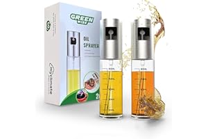 GREEN WISE - Set di spruzzatori per olio & aceto - Flacone spray per olio in vetro con testina inox - Spray per olio con nebulizzazione fine - Utensilio per cucinare, insalate, barbecue (2 x 100 ml)