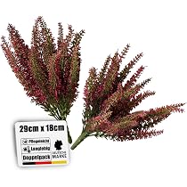 Erika / Heidekraut Weiß 32x28cm im Topf DP mit 24 Stielen, künstlich Kunstpflanzen Heide Kraut Kunstblumen Busch Kunst Strauch, Home Decoration Deko Deco, künstliche Blumen Pflanzen Dekoration