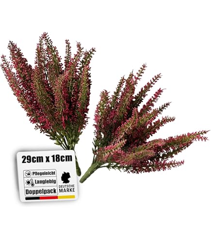 Botanic‑Haus künstliche Erika in braunem Kunstofftopf (fuchsia) – Kunstpflanze für Ihre Herbstdeko – Heidekraut 32 cm – künstliche Pflanzen outdoor wetterfest für den Balkon & geschützten Außenbereich