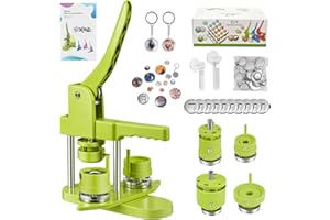 Máquina para hacer insignias de 32+58 mm, 200 juegos de insignias de plástico, Zimiking, con 10 abridores de botellas, 10 juegos de llaveros, moldes y cortador de papel redondo (Verde)