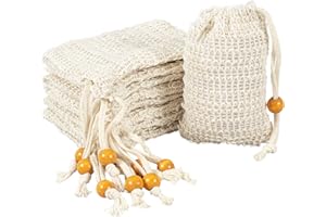 ZOUWEL Seifensäckchen Bio, 10 Stück Seifensack Zum Duschen aus 100% Sisal Baumwolle, Seifensäckchen für Feste Seife, Mesh Seifenbeutel für Feste Seife, Natur Seifen Säckchen