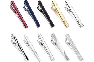 Finrezio 10 Pièces Pince à Cravate pour Homme Père Cadeau Mariage Affaires Epingle à Cravate Boîte Cadeau