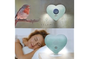 Zwitscher Naturgeräusche Box mit Bewegungsmelder - 18 brillante Klänge, Timer 2–120 Min. für Entspannung im Gäste WC, Vogelgezwitscher Box – VELANI Prestige (Pastell-Grün, Herz)