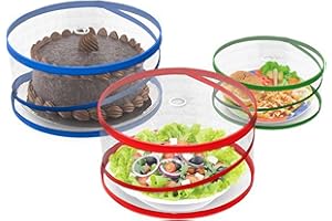 FUSION FOOD CARE Fusion Food Collapsible Pop-Up Food Covers –3Pack Fine Mesh Food Tent Protectors for Kitchen, BBQs, Picnics, Camping & Outdoor Dining – Keep Food Safe from Flies & Bugs