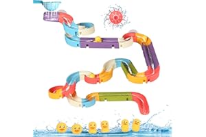 LISSUDA 48Pcs Bath Toys for 3 Year Old Duck Slide Bath Toy Toddler Bath Toys Bath Track Game Shower Toys with Suction Cups Water Slide Bathtub Toys for Kids 3 4 5 Year Olds Boys Girls Gift