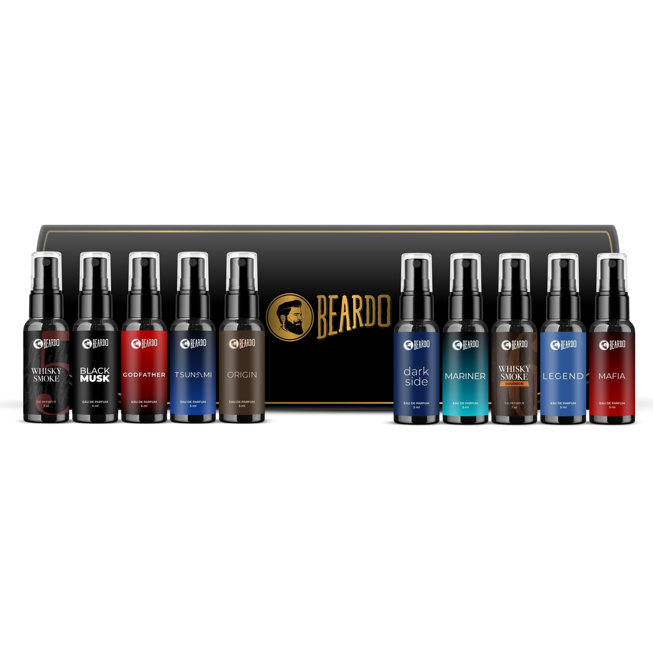 BEARDO Liquid Mini Perfume Trial Kit, 10 X 5Ml |Fresh| Best Date Night Fragrances For Men | Travel Friendly Perfume Kit For A