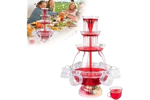 Btstil 3-Stufiger Klarer Partybrunnen, 4L Getränkebrunnen mit LED-Beleuchteter Sockel & 5 Stück Wiederverwendbaren Bechern, Saft und Weinbrunnen Trinkbrunnen für Kneipen, Hauspartys und Geburtstagsfei