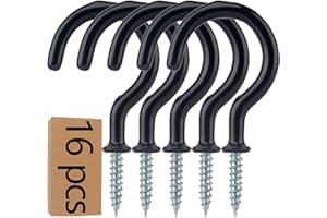 JAPONC 16PCS Metal Ceiling Hooks 2.9 Inch Multipurpose Vinyl Coated Screw-in Wall Hooks for Hanging Plants, Cups, Utensils, Lights and Stuff Great for Indoor & Outdoor Use