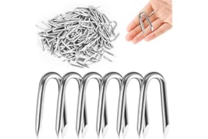 elzle 120 Piezas Clavos en U para Cercas, Grapas Galvanizadas para Mallas - Ideales para Cercado de Gallinero, Malla Metálica, Malla de Jardín y Fijaciones