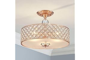 ‎SM SAINT MOSSI Saint Mossi Modern Deckenleuchte deckenlampe Kristall Mischen Roségolden Metall Lampenschirm Wohnzimmerleuchte Schlafzimmerleuchte Innenleuchte Durchmesser 40cm Lüster Kronleuchter