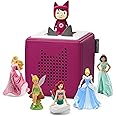 tonies Ultimate Disney Princess Purple Toniebox Starter Set Bundle with 1 Creative Tonie, Jasmine, Tinker Bell, Cinderella, Beauty and the Beast and The Little Mermaid Tonie Characters