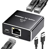 Ethernet Switch Splitter 1 to 2 1000Mbps, RJ45 Ethernet Duplicator 2 Ports | LAN Internet Ethernet Adapter with USB-C Cable,