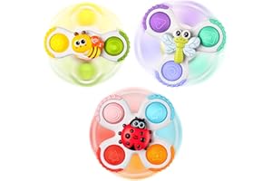 lerrbo 3PCS Pop Suction Cup Spinner Toys for 1 Year Old Boy Girl,Sensory Baby Bath Toy for Toddlers 1-3,Novelty Spinning Tops Toddler Toys Age 1-2,12 18 Months Boy Birthday Gift for Infant