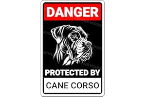 MUYIASER Cartel de aluminio con texto en inglés "Danger Protected By Cane Corso Beware Of Dog", letrero de metal de aluminio, letrero de advertencia para puerta, patio, decoración de pared del hogar