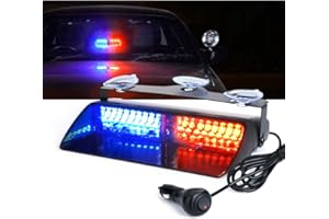 Xprite 16 LED High Intensity LED Law Enforcement Emergency Hazard Warning Strobe Lights For Interior Roof/Dash/Windshield With Suction Cups (Blue/Red)