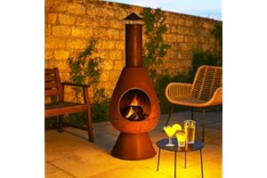 JACK STONEHOUSE JSH Large Modern Outdoor Fire Chiminea | 110cm Tall Log Burner Patio & Garden Heater | Durable | Easy To Assemble, Lightweight Wood Burner (Rust)