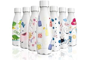 KollyKolla Gourde Isotherme Enfant, Gourde Inox 350ml, Impression 3D Gourde Isotherme Petite, Sans BPA, Gourde Reutilisable, Bouteille Isotherme pour Enfant, Adultes, Sport, Bureau
