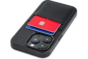 Dockem Funda Tipo Cartera de Cuero Genuino para iPhone 14 Pro con Placa de Metal Incorporada para Montaje Magnético, Billetera Cosida con 2 Bolsillos para Tarjetas de Crédito (Negro, M2GL)