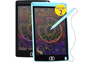 MARKETIFAR Tablette Magique Enfant - Lot de 2 Tablette Dessin Enfant 8,5 Pouces + Inclus 2 Stylets - Ardoises Magiques d'Ecriture - Ecran Arc en Ciel Enfants 2 3 4 5 6 7 Ans (Bleu, Noir)