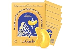 LE GUSHE Patch Occhi Oro (30 Paia) - Patch Occhiaie e Borse con Collagene e Aminoacidi - Maschera Occhi Illuminante e Rinfrescante - Eye Patch (Gold, 30 Paia)