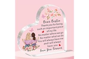 JETTOP Bestie Gifts for Women Gifts for Bestie Best Friend Female Friendship Birthday Christmas Acrylic Plaque Special Bestie Presents Love You
