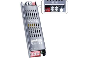 LASLUX Alimentatore LED 24V 150W Ultra Sottile Dimmerabile 4 Livelli, Trasformatore 220V AC a DC 6.3A, Driver LED a Tensione Costante per Striscia (24V, 150, Watt)