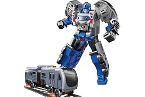 AtomDream Tech Transforming Robot Toy Car for Boys Ages 3-7 – 2-in-1 Action Figure Car Toys, Friction Powered Transforming Vehicle, Educational Robot Toy, Birthday Gift for Kids Boys Girls (Blue)