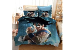 GDGM Juego de funda de edredón y funda de almohada con diseño 3D Dragonball Z Goku, funda nórdica de microfibra con cremallera, juego de cama infantil (A02, 220 x 240 cm y 75 x 50 cm)