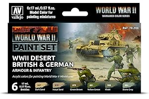 Vallejo 070208 - Set di colori, motivo: fanteria tedesca e britannica, colore deserto WWII